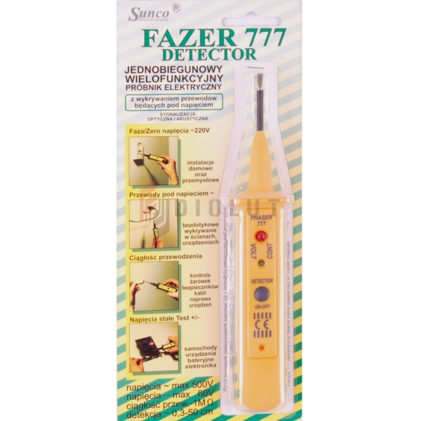 FAZER 777 DETECTOR tester fázového napätia neónová lampa SUNCO ELECTRONICS