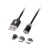 Magnetický USB kábel 3v1 microUSB, USB typ C, Lightning 100 cm čierny