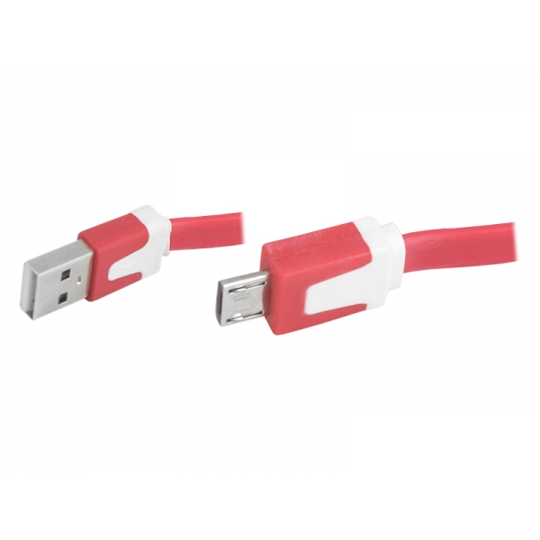 Micro USB USB kábel, červený, plochý.