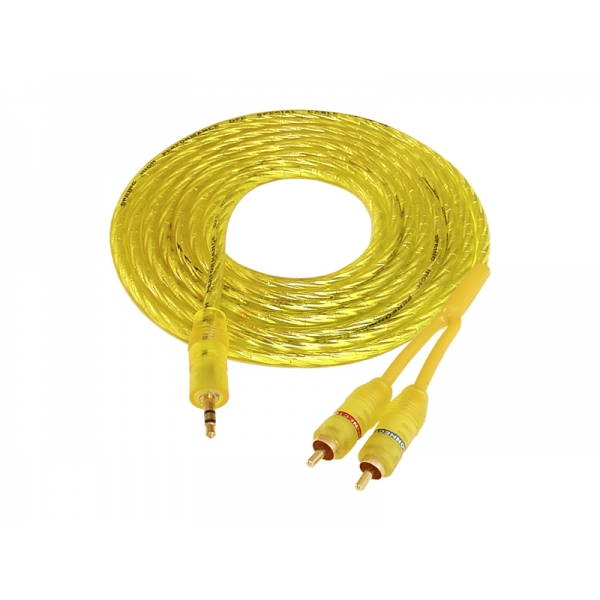 Jack 3,5 kábel - 2 RCA zástrčky žlté HQ 3m