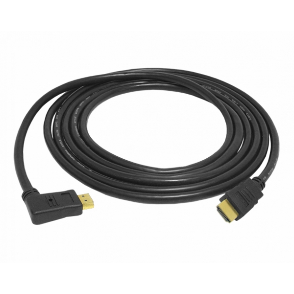HDMI kábel, lomená zástrčka - rovná zástrčka, 1,5 m, Cu HQ.
