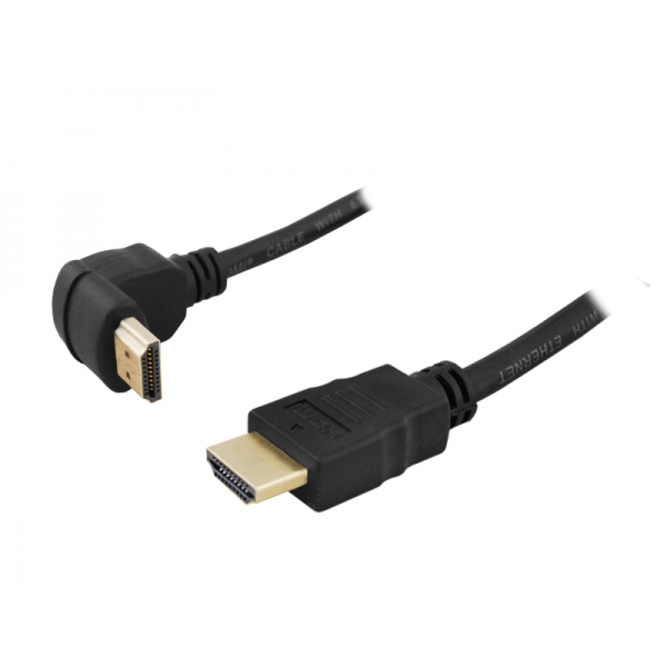 HDMI kábel, lomená zástrčka - rovná zástrčka, 1,5 m, Cu HQ.