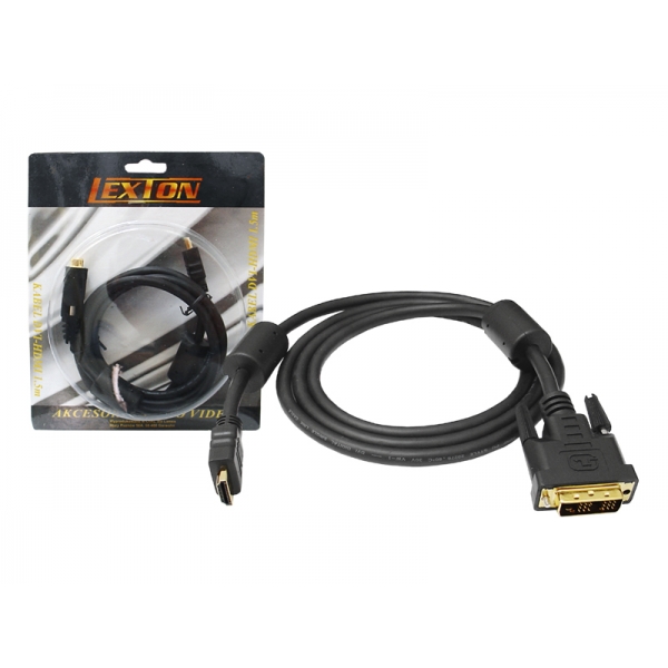Kábel DVI - HDMI zlatý 19pin + filter 3m