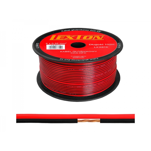 Reproduktorový kábel LEXTON 2x0,35 CCA čierny / červený
