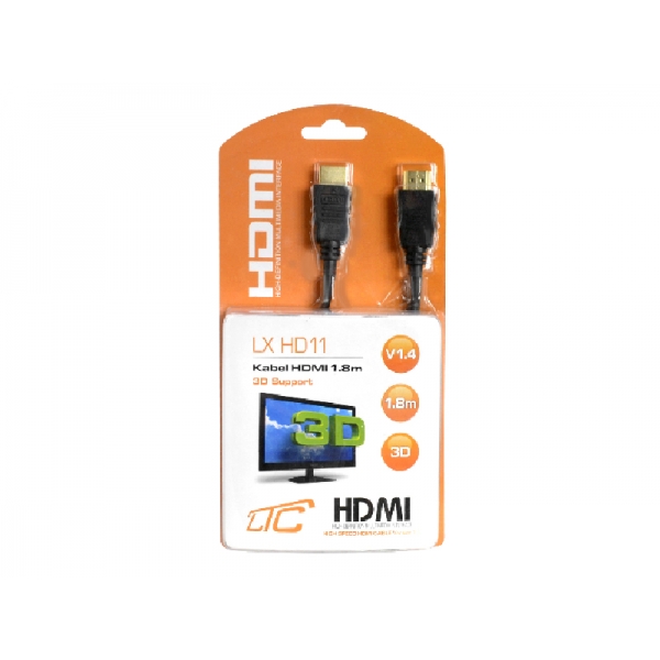 HDMI-HDMI kábel, pozlátené konektory, 19pin + filter, 1,8m Cu HQ