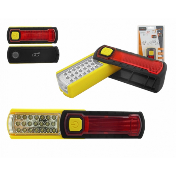 Dielenské svietidlo LTC 21 + 3 LED žlté lomené s magnetom a háčikom.