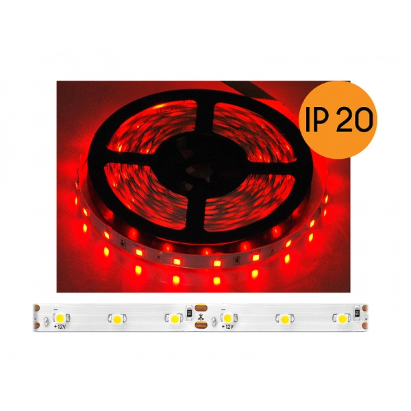 LED lano ECO IP20 červené 300 diód SMD2835 5m biely substrát