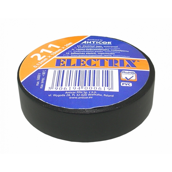 Páska ELECTRIX 211 PVC čierna 15mm, 10m.