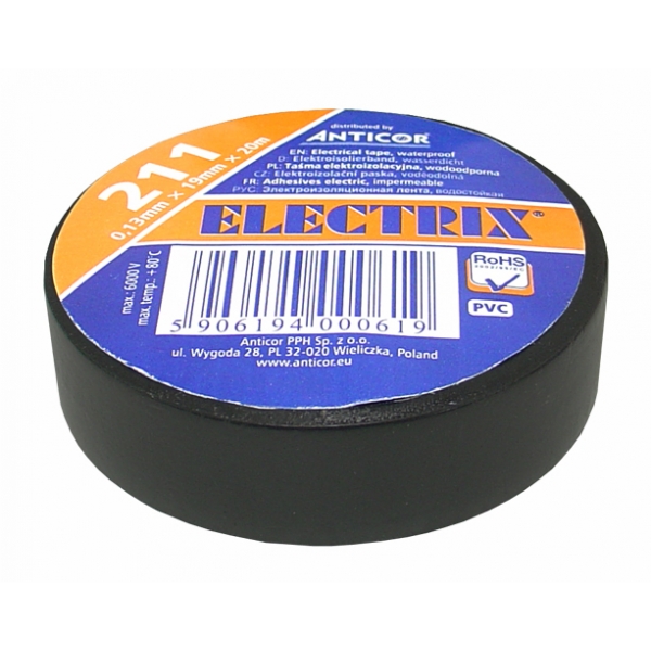 Páska ELECTRIX 211 PVC čierna 19mm, 20m.