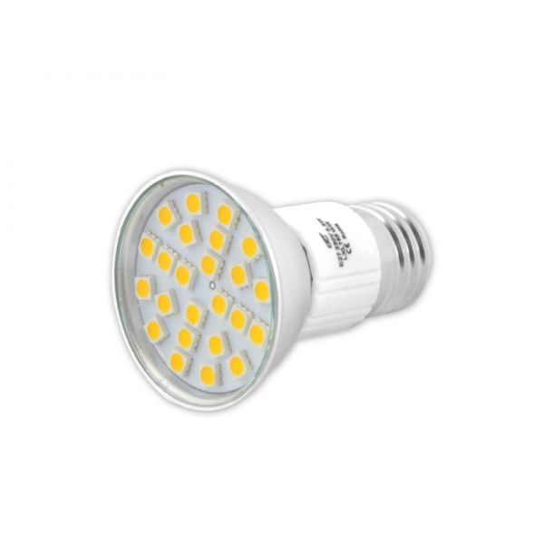 24 LED LTC žiarovka SMD5050, E27 / 230V, teplé biele svetlo.