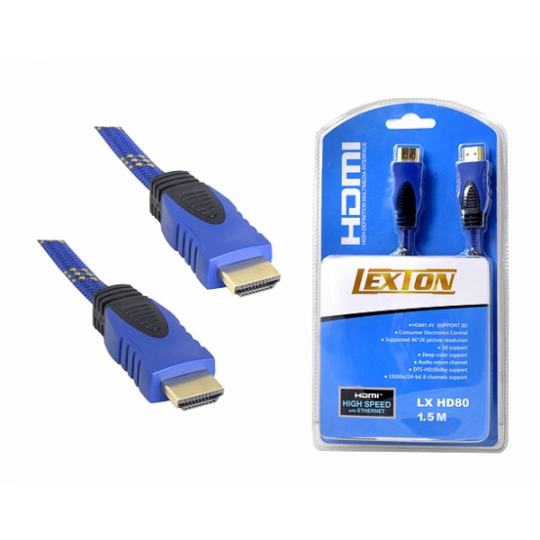 HDMI-HDMI kábel 1,5m modrý v1.4.