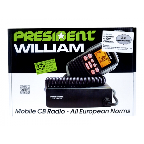 CB rádio PRESIDENT WILLIAM ASC AM / FM.