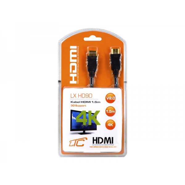 Kábel HDMI-HDMI v2.0, 1,5 m, 4K.