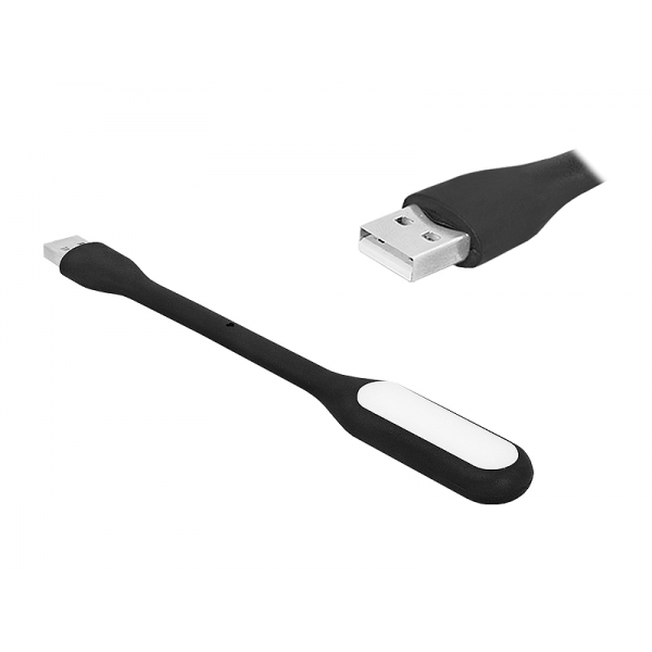 USB počítačová lampa, gumená, čierna.