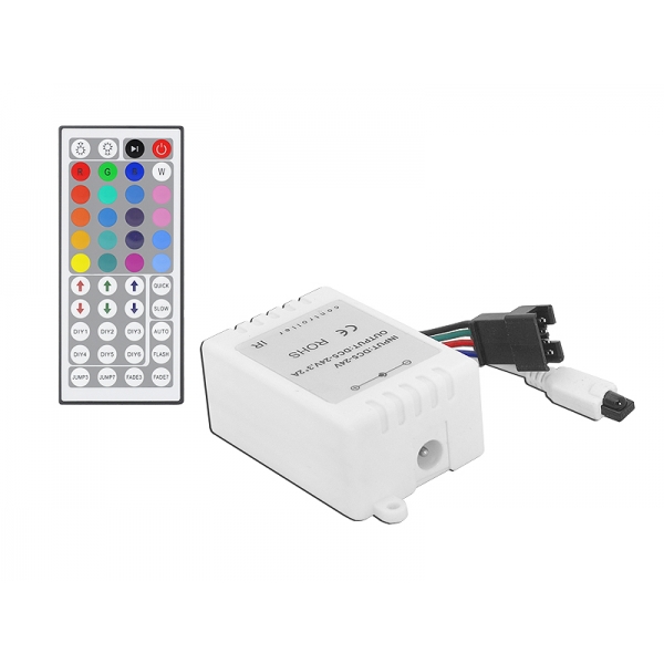 Ovládač pre LED pásy LTC 44 tlačidiel čierny RGB 3 kanálový dvojitý PCB.