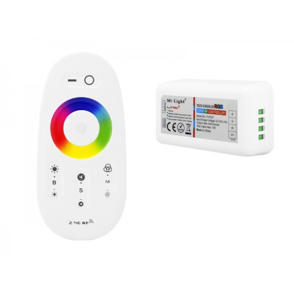 RGB Mi-Light ovládač RECEIVER + DIAĽKOVÉ OVLÁDANIE 216W dotykové diaľkové ovládanie, 1-zónové, rádiové ovládanie, bezdrôtová funkcia