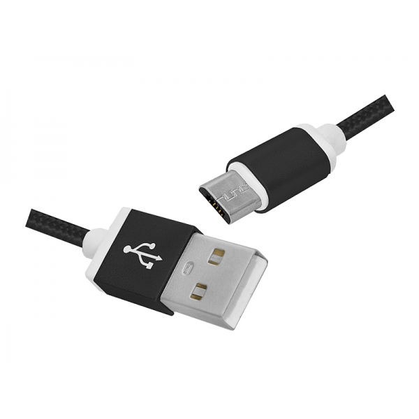 Kábel USB-microUSB, 1 m, čierny.
