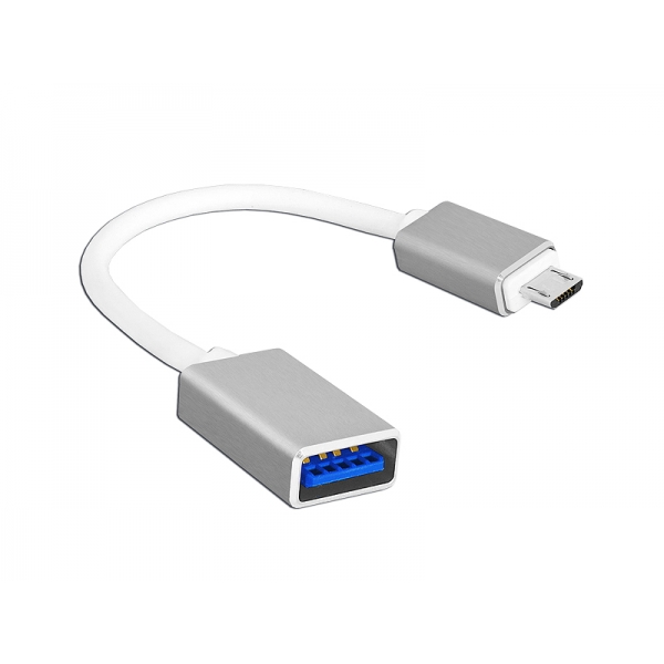 OTG kábel: MicroUSB zástrčka - USB zásuvka, 20cm.