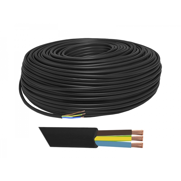 Kábel OMY 3x1,50 300 / 300V, okrúhly, čierny, 100 m.