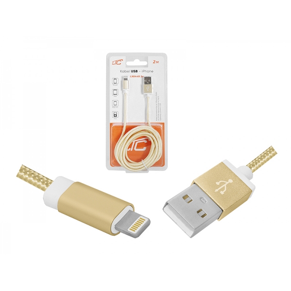 USB kábel - iPhone 2m, zlatý.