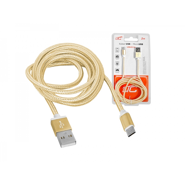USB-microUSB kábel 2m, zlatý.