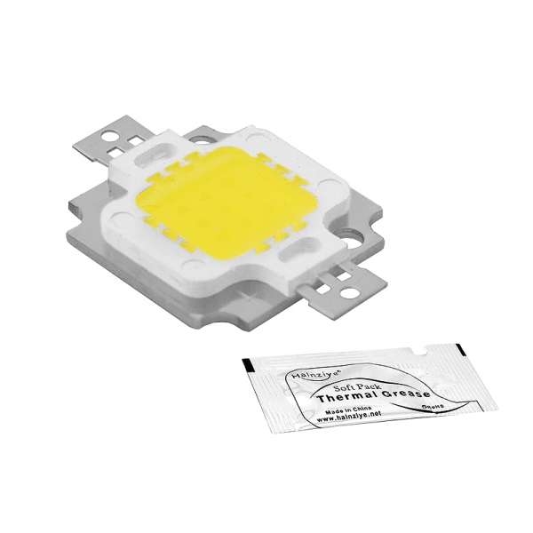 COB LED 10W 12V, studené biele svetlo + strieborná pasta.