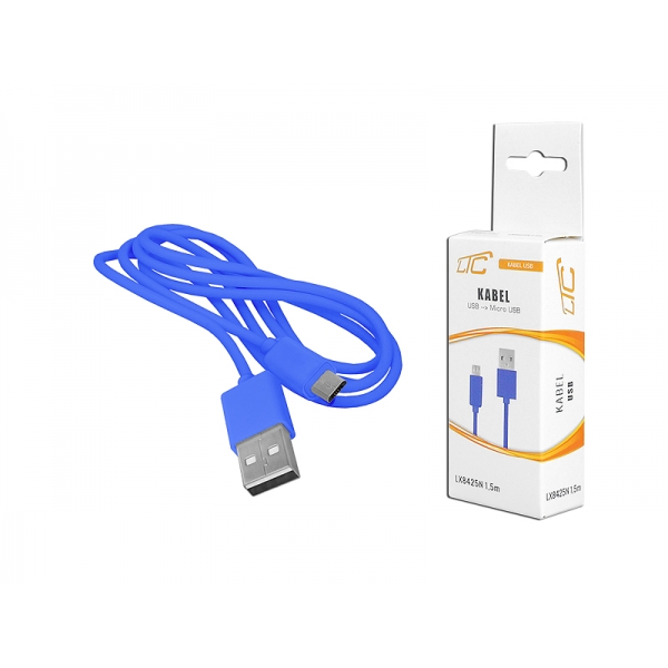 USB-mikro USB kábel 1,5m, modrý, HQ.