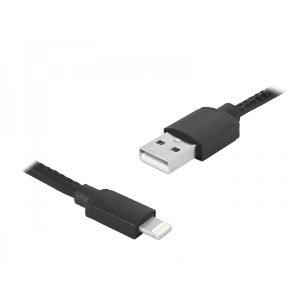 Kábel USB-Iphone, 1 m, čierny, koža.
