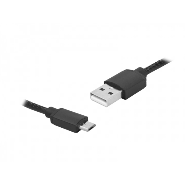 Kábel USB-microUSB, 1 m, čierny, koža.