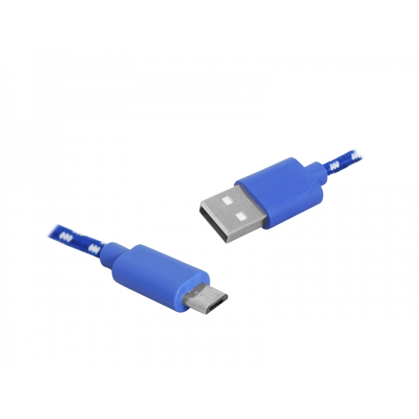Kábel USB-microUSB, 1 m, modrý.