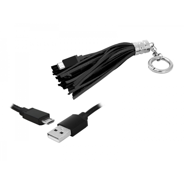 Kábel USB-microUSB, prívesok, čierny.