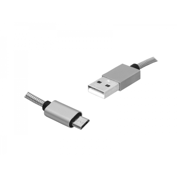1m USB-microUSB kábel, strieborný.