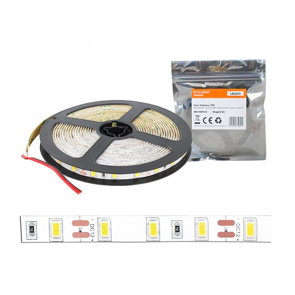 LED šnúra 5630 neutrálne svetlo biela 300 diód biely substrát IP20 5m