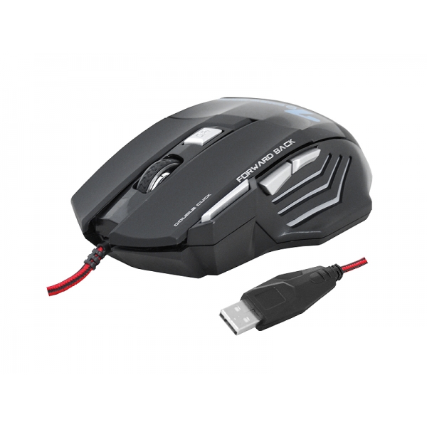LTC LED 7D / 2400DPI HERCULES drôtová herná myš pre hráčov, čierna.