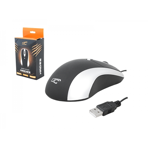 LTC HADES USB káblová optická myš, čierna a strieborná.