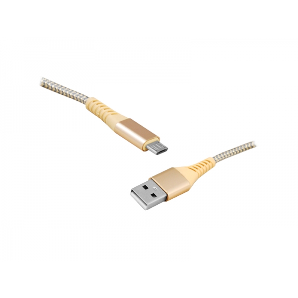 USB kábel - microUSB, 1m, zlatý.