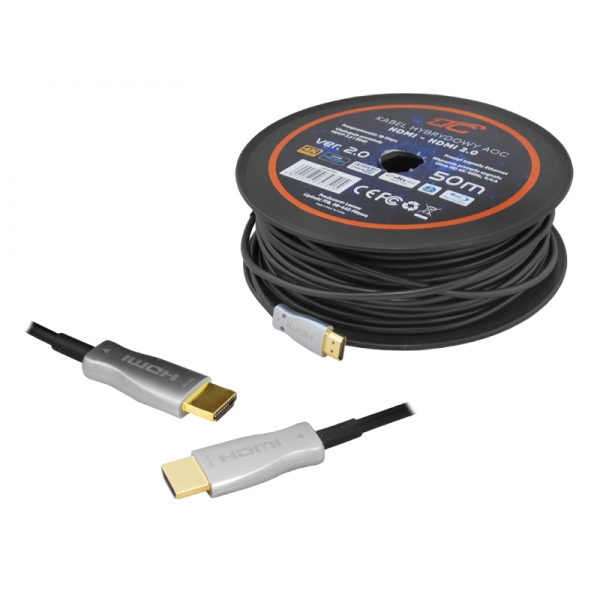 HDMI-HDMI kábel OPTICKÝ 50m, 2.0V, 4K 60HZ, zlaté zástrčky.