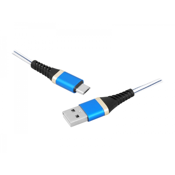 USB kábel - microUSB 2m modrý.