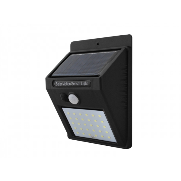 LED SMD 6W solárne nástenné svietidlo + pohybový senzor, čierna.