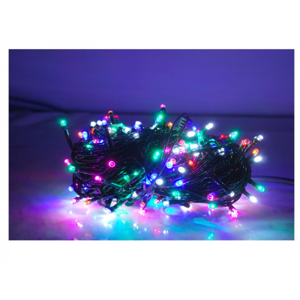 Osvetlenie vianočného stromčeka 200LED FLASH multicolor + blesk studená biela IP44 230V