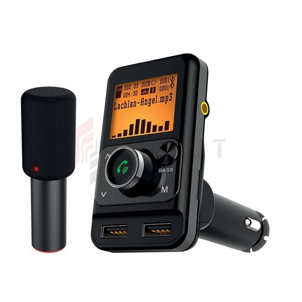 FM LTC Bluetooth vysielač s mikrofónom Karaoke 2xUSB 1 + 2,4A TR225.