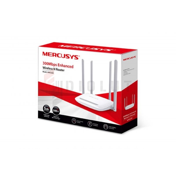 Router Mercusys MW325R, bezdrôtový, jednopásmový, 300 Mbps, 802.11n/g/b, 4xLAN, 1xWAN, 4 antény.