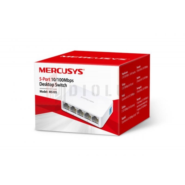 Prepínač Mercusys MS105, 5 portov RJ45 10/100 Mbps.