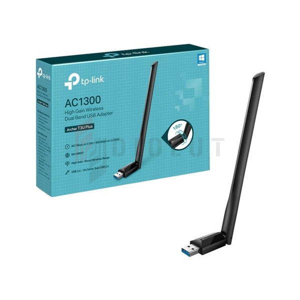 Archer T3U Plus AC1300 dvojpásmový bezdrôtový USB adaptér s dlhým dosahom.