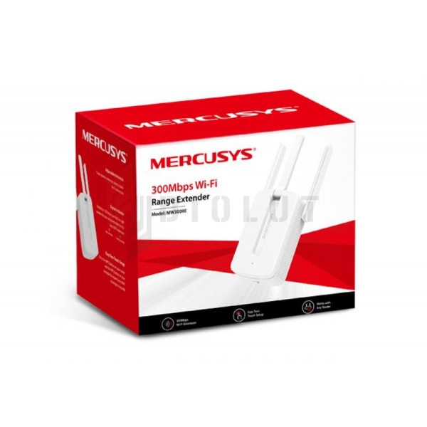 Bezdrôtový zosilňovač signálu Mercusys MW300RE V3, 300 Mb/s, 802.11n/g/b, 3 antény.