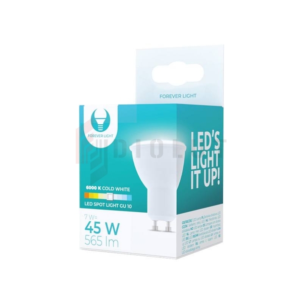 GU10 LED žiarovka, 7 W, 230 V, 6000K, 565 lm, Forever Light.