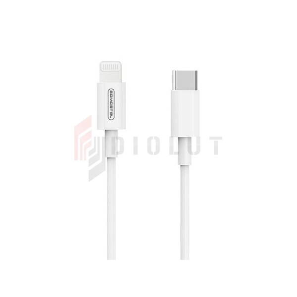 IPhone USB kábel, 5 A, 18 W, Somostel SMS-BT10, 1,2 m, PD, USB-C - Lightning, biely.