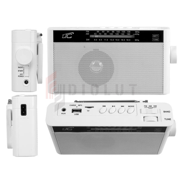 Prenosné rádio LTC Sona s Bluetooth, USB, TF, biele.