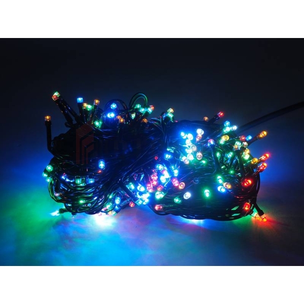 Osvetlenie vianočného stromčeka 300 x LED Flash multicolor + blesk studená biela IP20 230V