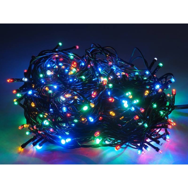 Osvetlenie vianočného stromčeka 500 x LED Flash multicolor + blesk studená biela IP20 230V